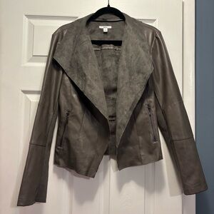 Bar III Women's Taupe Faux Leather Jacket